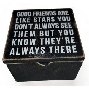 Primitives by Kathy Trinket Box 4" x 4"  "Good Friends" Hinged Lid Great Gift!